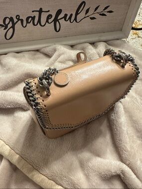 Stella McCartney-inspired Mauve - Tan Chain-Trim Shoulder Bag
